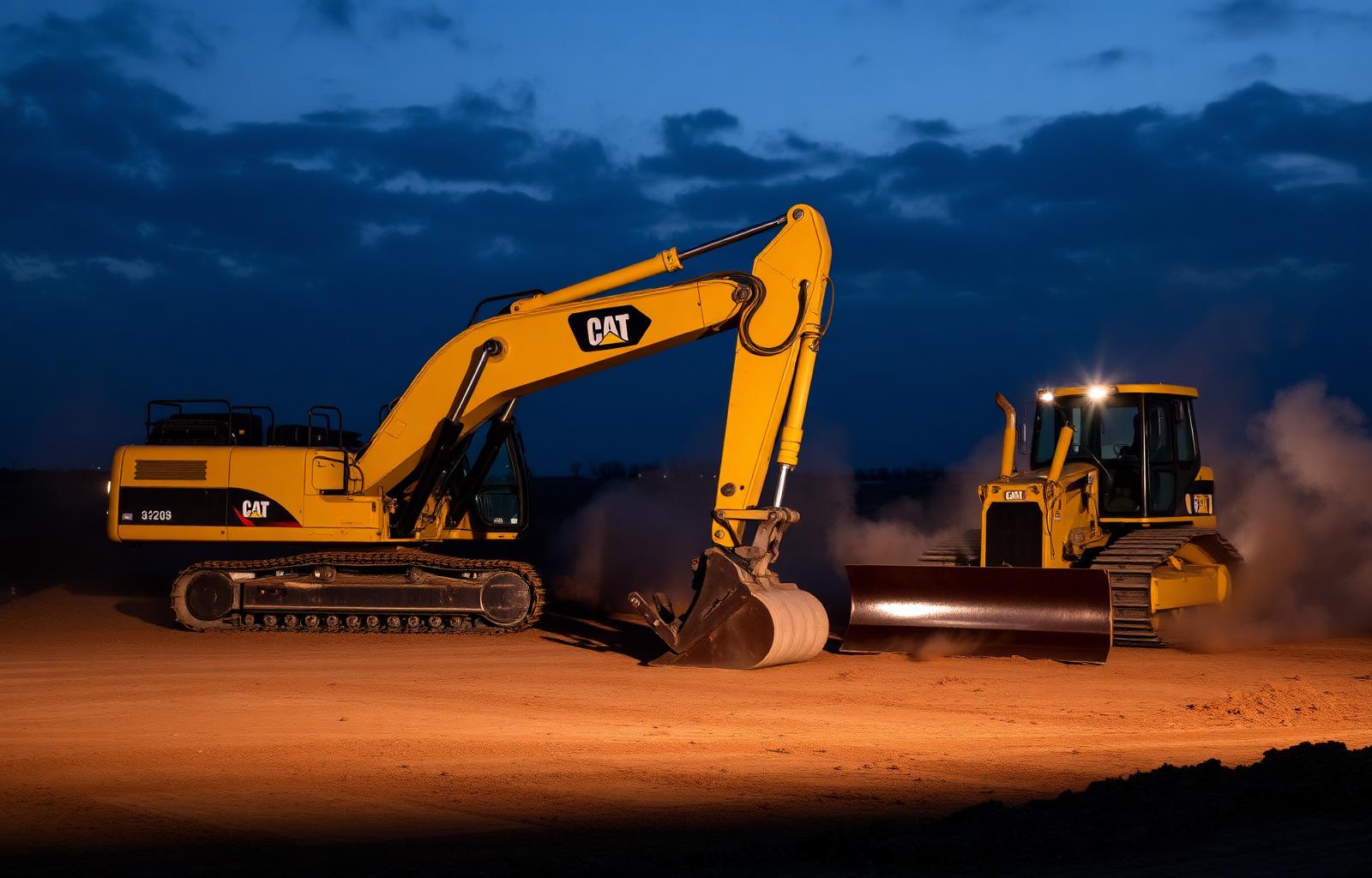 Heavy equipment at dusk